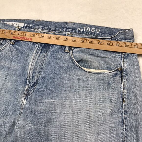 Y2K GAP 1969 Jean Loose Wide Leg Men 40x32 Baggy Grunge Skate Light Wash - Picture 7 of 16